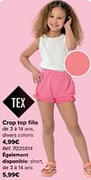 Promotions Crop top fille - Tex - Valide de 22/05/2024 à 03/06/2024 chez Carrefour