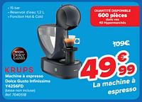 Promotions Krups machine à espresso dolce gusto infinissima y4256fd - Krups - Valide de 22/05/2024 à 03/06/2024 chez Carrefour
