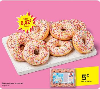 Promotions Donuts color sprinkles - Produit maison - Carrefour  - Valide de 22/05/2024 à 25/05/2024 chez Carrefour