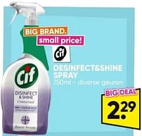 Promoties Desinfect + shine spray - Cif - Geldig van 20/05/2024 tot 02/06/2024 bij Big Bazar