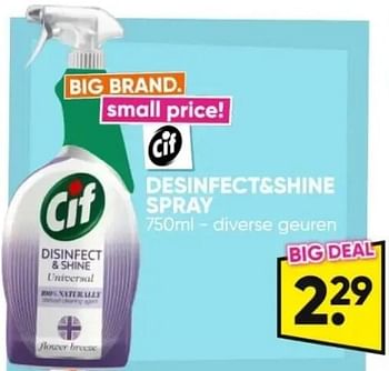 Promoties Desinfect + shine spray - Cif - Geldig van 20/05/2024 tot 02/06/2024 bij Big Bazar