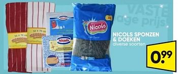 Promoties Nicols sponzen + doeken - Nicols - Geldig van 20/05/2024 tot 02/06/2024 bij Big Bazar