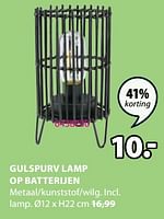 Promoties Gulspurv lamp op batterijen - Huismerk - Jysk - Geldig van 20/05/2024 tot 23/06/2024 bij Jysk
