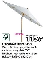 Promoties Lemvig marktparasol - Huismerk - Jysk - Geldig van 20/05/2024 tot 23/06/2024 bij Jysk