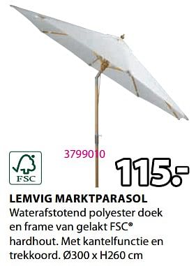 Promoties Lemvig marktparasol - Huismerk - Jysk - Geldig van 20/05/2024 tot 23/06/2024 bij Jysk