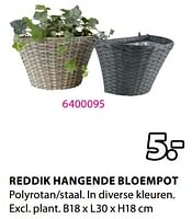 Promoties Reddik hangende bloempot - Huismerk - Jysk - Geldig van 20/05/2024 tot 23/06/2024 bij Jysk