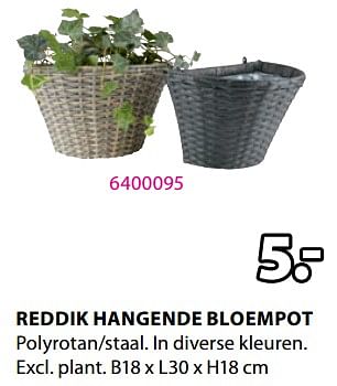 Promoties Reddik hangende bloempot - Huismerk - Jysk - Geldig van 20/05/2024 tot 23/06/2024 bij Jysk