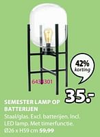 Promoties Semester lamp op batterijen - Huismerk - Jysk - Geldig van 20/05/2024 tot 23/06/2024 bij Jysk