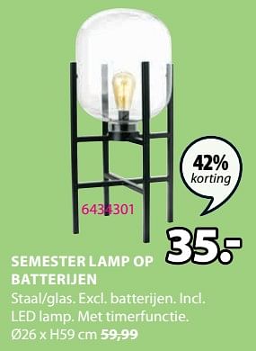 Promoties Semester lamp op batterijen - Huismerk - Jysk - Geldig van 20/05/2024 tot 23/06/2024 bij Jysk