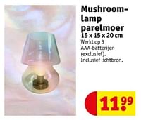 Promoties Mushroomlamp parelmoer - Huismerk - Kruidvat - Geldig van 21/05/2024 tot 26/05/2024 bij Kruidvat