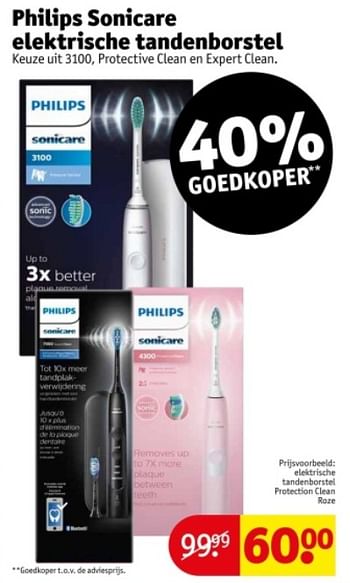 Promoties Philips sonicare elektrische tandenborstel protection clean pore - Philips - Geldig van 21/05/2024 tot 26/05/2024 bij Kruidvat