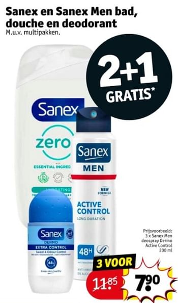 Promoties Sanex men deospray dermo active control - Sanex - Geldig van 21/05/2024 tot 26/05/2024 bij Kruidvat