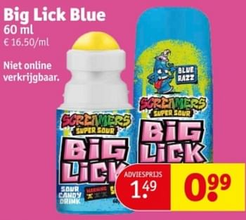 Promotions Big lick blue - Produit maison - Kruidvat - Valide de 21/05/2024 à 26/05/2024 chez Kruidvat