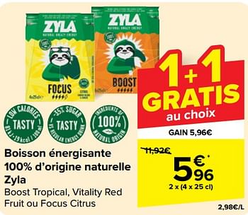 Promoties Boisson énergisante 100% d’origine naturelle zyla - zyla - Geldig van 22/05/2024 tot 03/06/2024 bij Carrefour