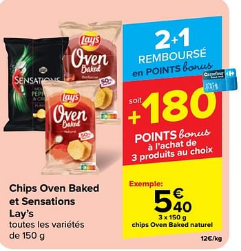 Promotions Chips oven baked naturel - Lay's - Valide de 22/05/2024 à 03/06/2024 chez Carrefour