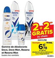 Promotions Déodorant roll-on advanced care original dove - Dove - Valide de 22/05/2024 à 03/06/2024 chez Carrefour