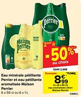 Promotions Eau aromatisée citron maison perrier - Perrier - Valide de 22/05/2024 à 03/06/2024 chez Carrefour