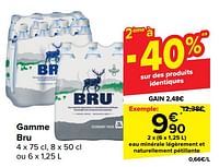 Promotions Eau minérale légèrement et naturellement pétillante - Bru - Valide de 22/05/2024 à 03/06/2024 chez Carrefour