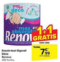 Promotions Essuie-tout gigaroll déco renova - Renova - Valide de 22/05/2024 à 03/06/2024 chez Carrefour