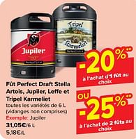 Promotions Fût perfect draft jupiler - Jupiler - Valide de 22/05/2024 à 03/06/2024 chez Carrefour