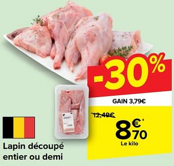 Promotions Lapin découpé entier ou demi - Produit maison - Carrefour  - Valide de 22/05/2024 à 03/06/2024 chez Carrefour