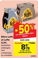Promotions Leffe blonde 0,0% - Leffe - Valide de 22/05/2024 à 03/06/2024 chez Carrefour