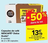 Promotions Lot de capsules de café au lait - Nescafe - Valide de 22/05/2024 à 03/06/2024 chez Carrefour