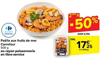 Promotions Paëlla aux fruits de mer carrefour - Produit maison - Carrefour  - Valide de 22/05/2024 à 03/06/2024 chez Carrefour