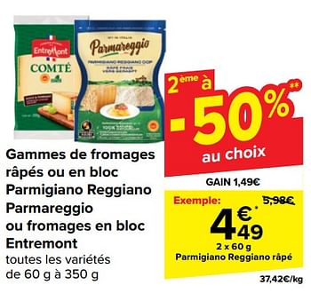 Promotions Parmigiano reggiano râpé - Parmigiano Reggiano - Valide de 22/05/2024 à 03/06/2024 chez Carrefour