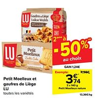 Promotions Petit moelleux nature - Lu - Valide de 22/05/2024 à 03/06/2024 chez Carrefour