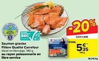 Promotions Saumon gravlax filière qualité carrefour - Produit maison - Carrefour  - Valide de 22/05/2024 à 03/06/2024 chez Carrefour