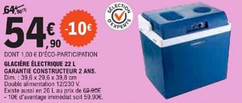 Promotions Glacière électrique - Produit Maison - E.Leclerc - Valide de 21/05/2024 à 02/06/2024 chez E.Leclerc