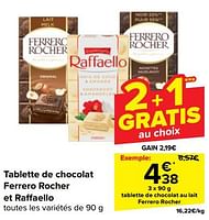 Promotions Tablette de chocolat au lait ferrero rocher - Ferrero - Valide de 22/05/2024 à 03/06/2024 chez Carrefour