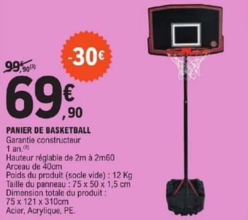 Promotions Panier de basketball - Produit Maison - E.Leclerc - Valide de 21/05/2024 à 02/06/2024 chez E.Leclerc