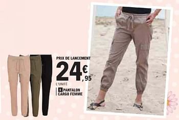 Promotions Pantalon cargo femme - Produit Maison - E.Leclerc - Valide de 21/05/2024 à 02/06/2024 chez E.Leclerc