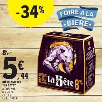 Promotions Bière ambree la bête - La Bête - Valide de 21/05/2024 à 02/06/2024 chez E.Leclerc