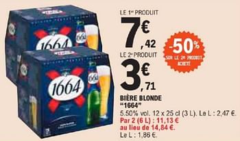 Promotions Bière blonde 1664 - Kronenbourg - Valide de 21/05/2024 à 02/06/2024 chez E.Leclerc