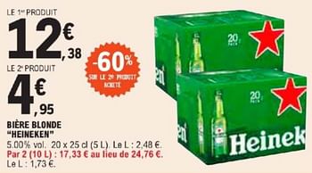 Promotions Bière blonde heineken - Heineken - Valide de 21/05/2024 à 02/06/2024 chez E.Leclerc
