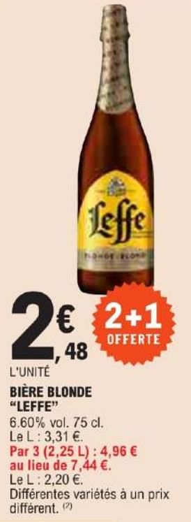 Promotions Bière blonde leffe - Leffe - Valide de 21/05/2024 à 02/06/2024 chez E.Leclerc