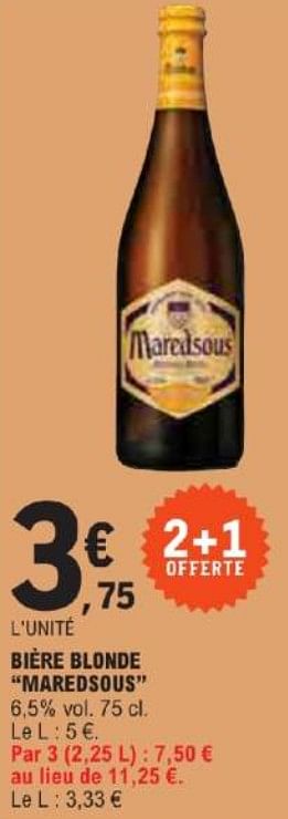 Promotions Bière blonde maredsous - Maredsous - Valide de 21/05/2024 à 02/06/2024 chez E.Leclerc