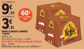 Promotions Biere d`abbaye ambrée leffe - Leffe - Valide de 21/05/2024 à 02/06/2024 chez E.Leclerc