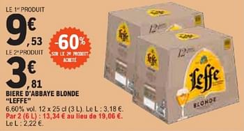 Promotions Biere d`abbaye blonde leffe - Leffe - Valide de 21/05/2024 à 02/06/2024 chez E.Leclerc