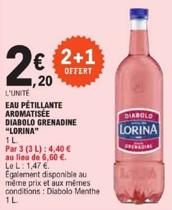 Promotions Eau petillante aromatisée diabolo grenadine lorina - LORINA - Valide de 21/05/2024 à 02/06/2024 chez E.Leclerc