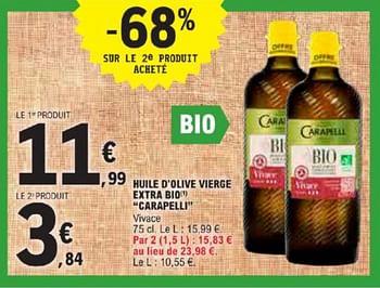 Promotions Huile d`olive vierge extra bio carapelli - Carapelli - Valide de 21/05/2024 à 02/06/2024 chez E.Leclerc