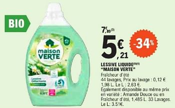 Promotions Lessive liquide maison verte - Maison Verte - Valide de 21/05/2024 à 02/06/2024 chez E.Leclerc