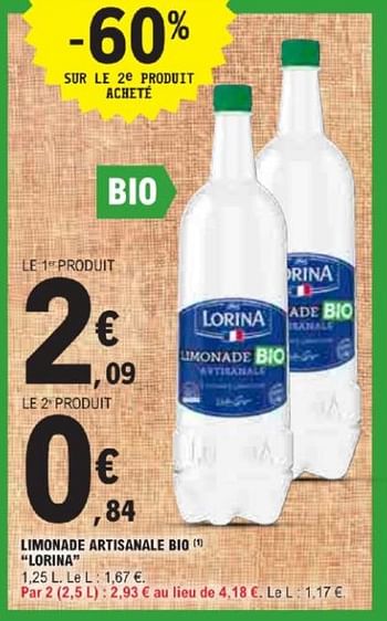 Promotions Limonade artisanale bio lorina - LORINA - Valide de 21/05/2024 à 02/06/2024 chez E.Leclerc