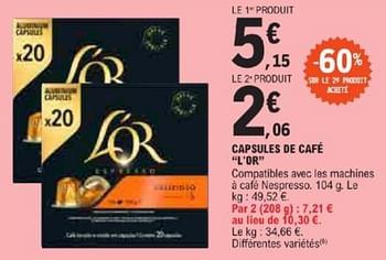 Promotions Capsules de café l`or - Douwe Egberts - Valide de 21/05/2024 à 02/06/2024 chez E.Leclerc