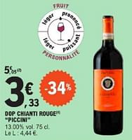 Promotions Dop chianti rouge piccini - Vins rouges - Valide de 21/05/2024 à 02/06/2024 chez E.Leclerc