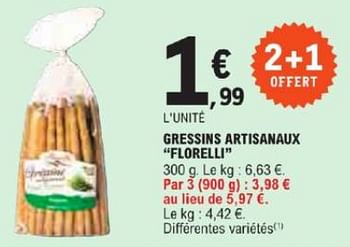 Promotions Gressins artisanaux florelli - Florelli - Valide de 21/05/2024 à 02/06/2024 chez E.Leclerc