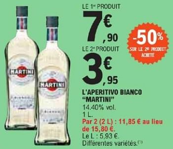 Promotions L`aperitivo bianco martini - Martini - Valide de 21/05/2024 à 02/06/2024 chez E.Leclerc